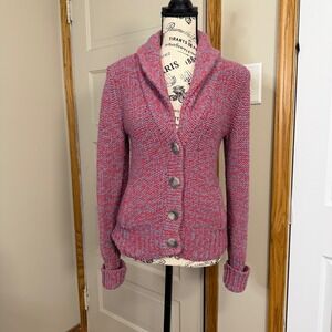 American Eagle Outfitters M Pink Shawl Collar Cardigan Chunky Fitted Pockets